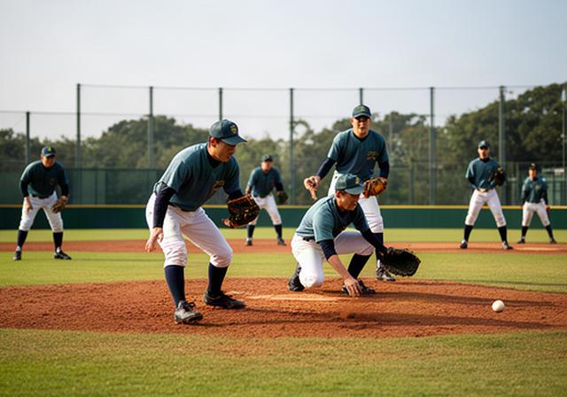 奈良の野球場で次戦に向けて守備練習を行う選手たち