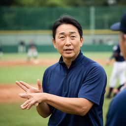 グラウンドで指示を出す監督の勝弘 Ushikawa