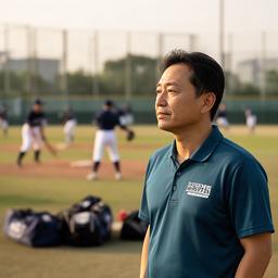 練習会場で選手を見守る運営担当の雅浩 Loo