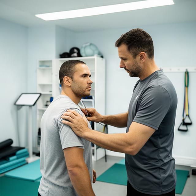 トレーニング室で選手のコンディションを確認するトレーナー